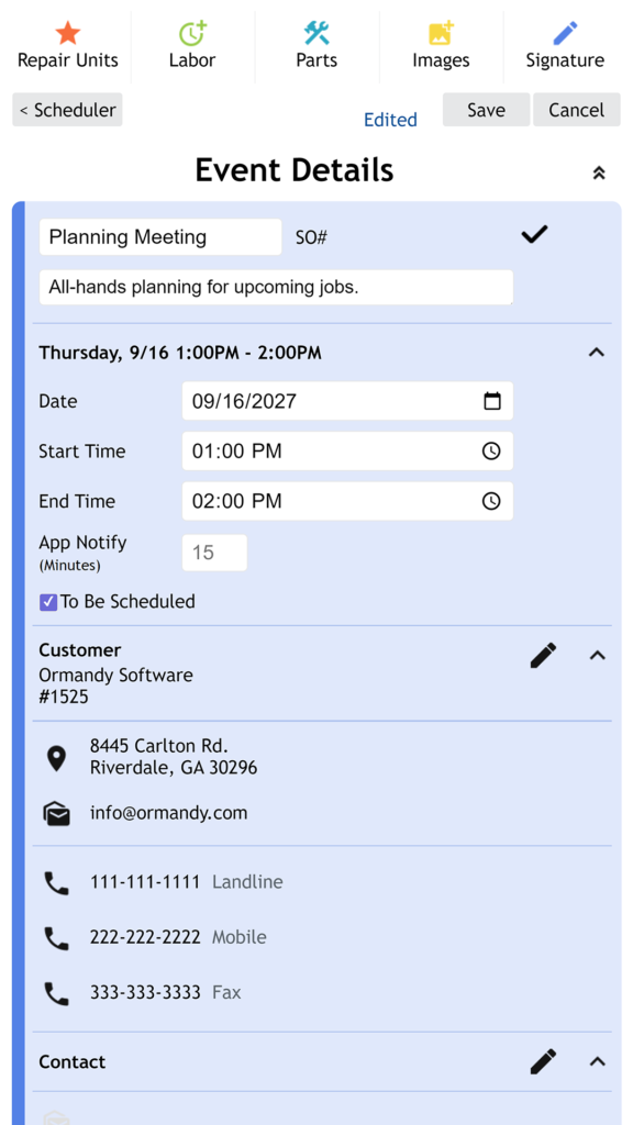 Event Details Blue Expanded